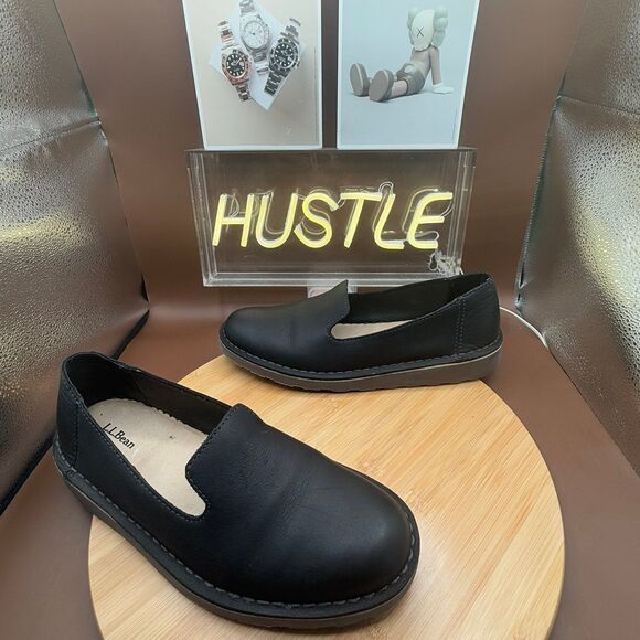 L.L. Bean Stonington Women's Sz 10 Loafers Flats Black Leather Slip On - Picture 3 of 9